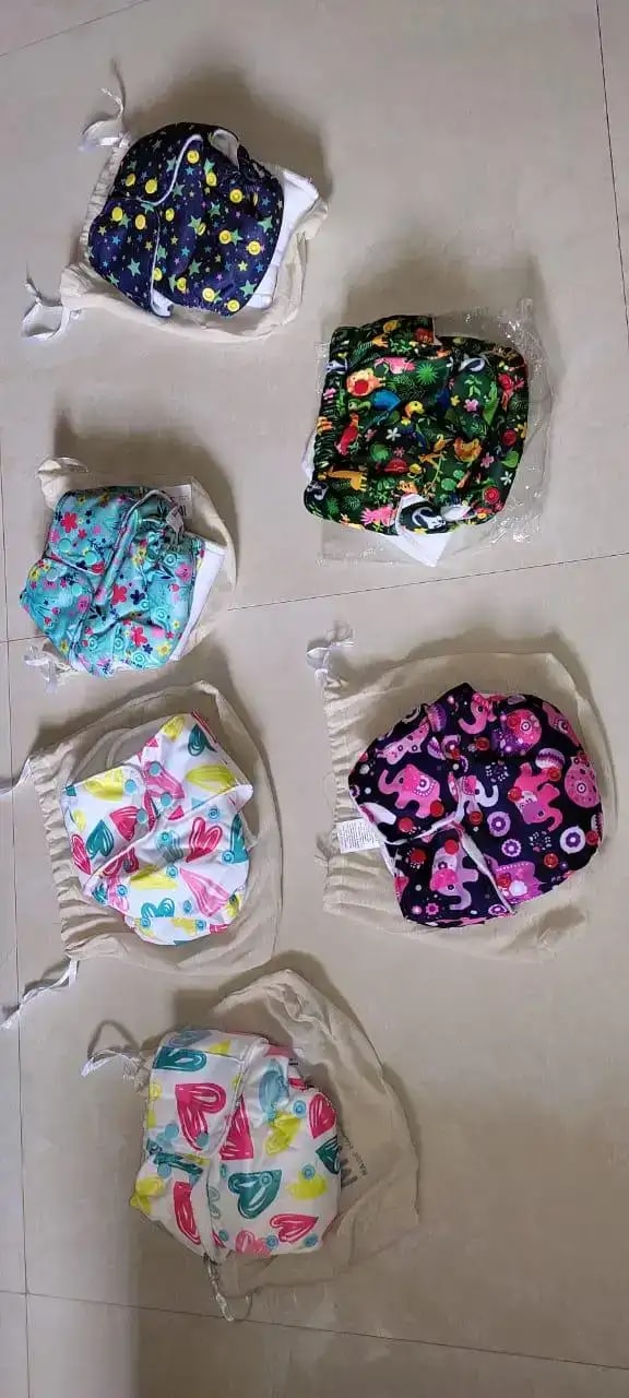 Adjustable Washable & Reusable Cloth Diaper With Absorbent Insert Pad (3M-3Y) | Oeko-Tex Certified - Rainbow, Floral Spring & Heart Doodles