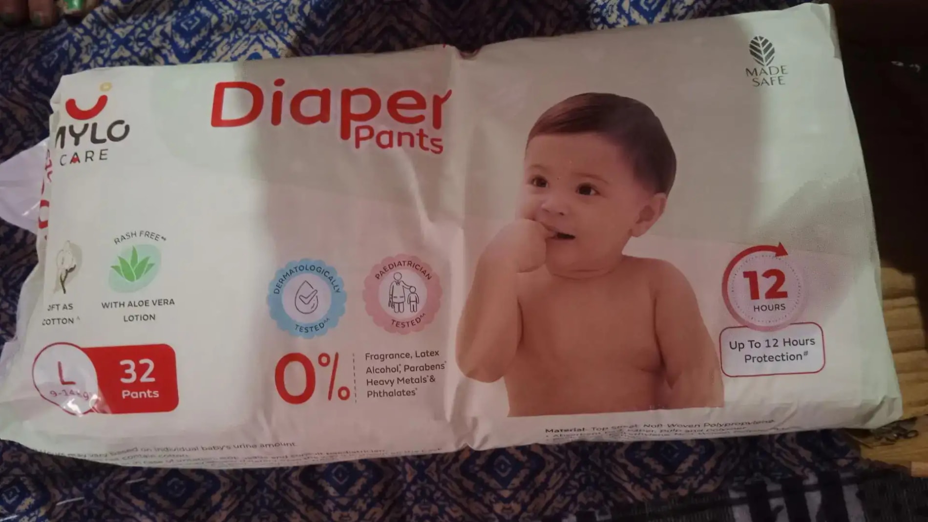 Mylo Baby New Born Diaper Pants | Up to 5Kgs | with Wetness Indicator | 92 Count