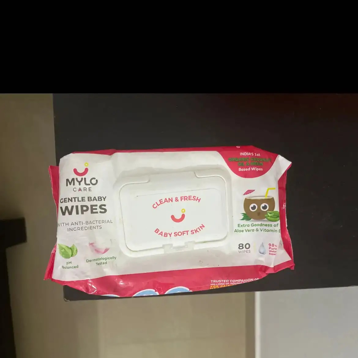 Gentle Baby Wipes With Lid - Organic Coconut Oil, Neem, Aloe Vera and Vitamin E | 98% Pure Water | Dermatologically Tested (Pack of 6) - 72 Wipes Per Pack