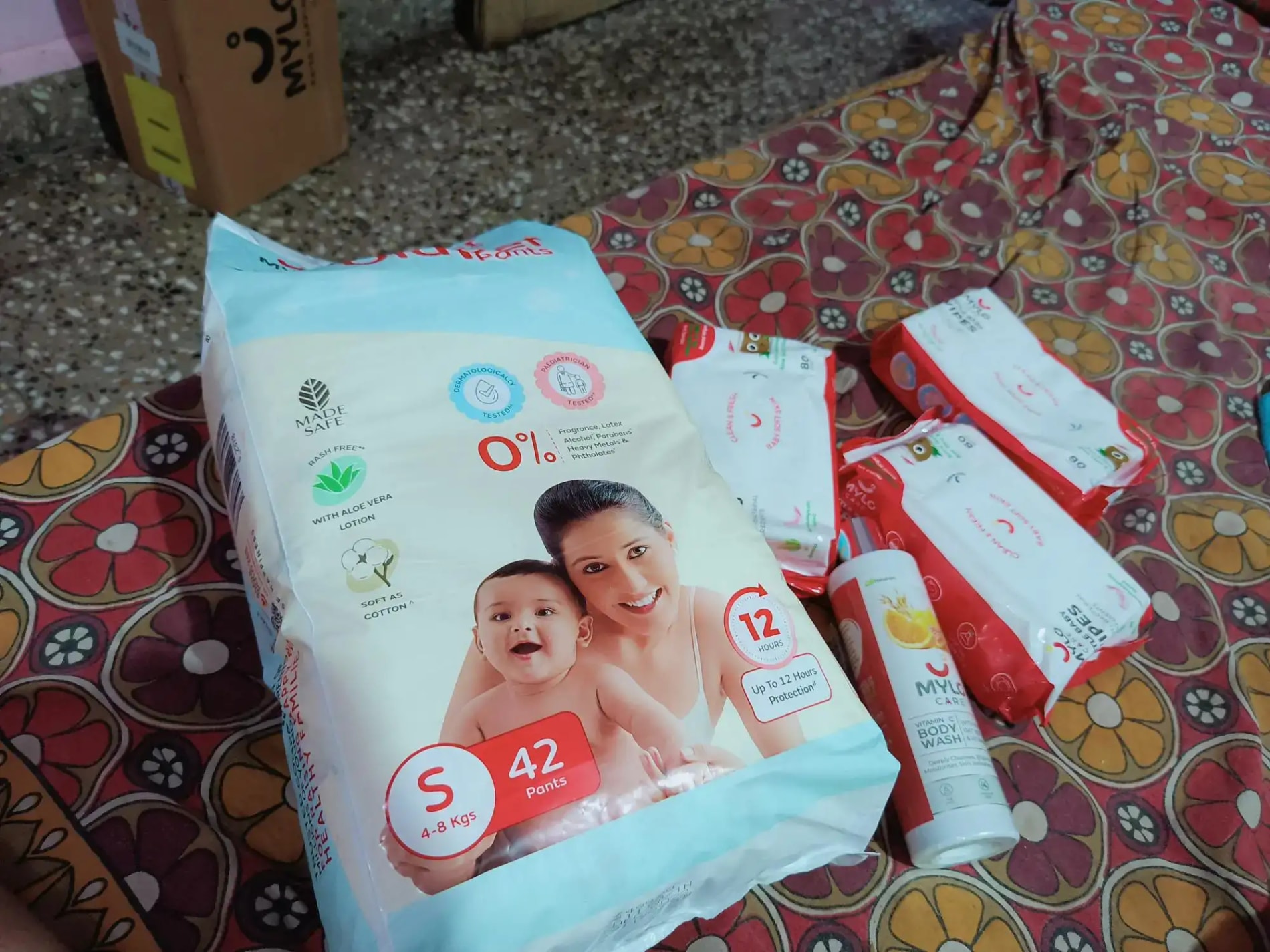 Mylo Baby New Born Diaper Pants | Up to 5Kgs | with Wetness Indicator | 92 Count