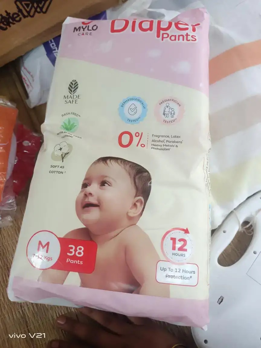 Mylo Baby New Born Diaper Pants | Up to 5Kgs | with Wetness Indicator | 92 Count