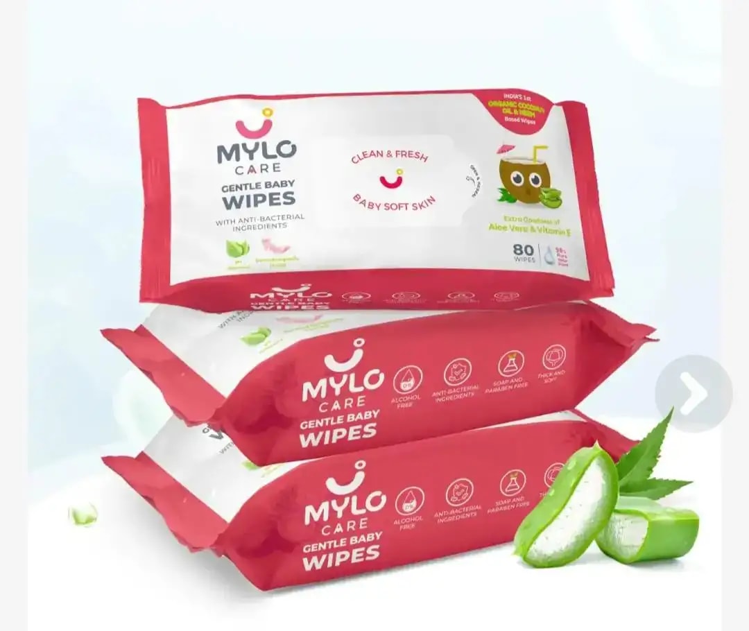 Gentle Baby Wipes With Lid - Organic Coconut Oil, Neem, Aloe Vera and Vitamin E | 98% Pure Water | Dermatologically Tested (Pack of 6) - 72 Wipes Per Pack