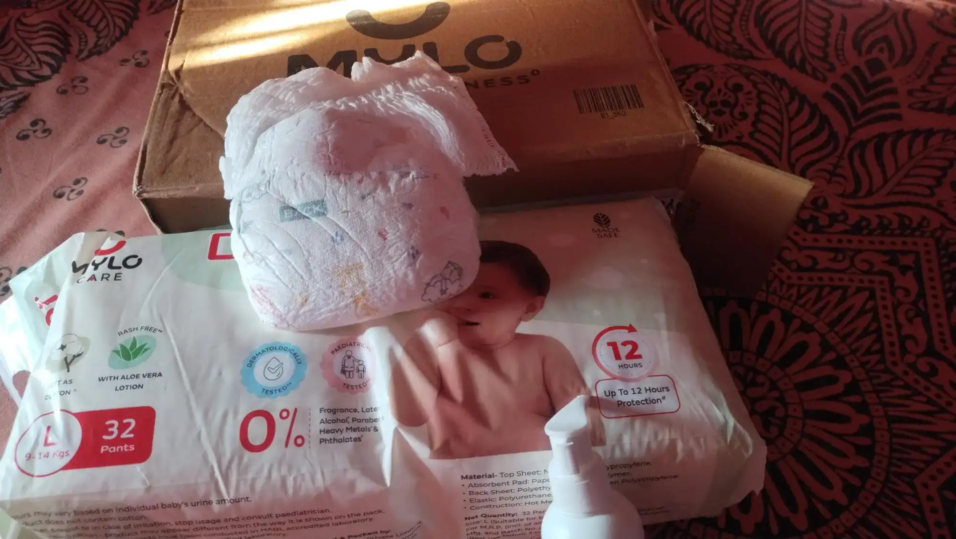 Mylo Baby New Born Diaper Pants | Up to 5Kgs | with Wetness Indicator | 92 Count