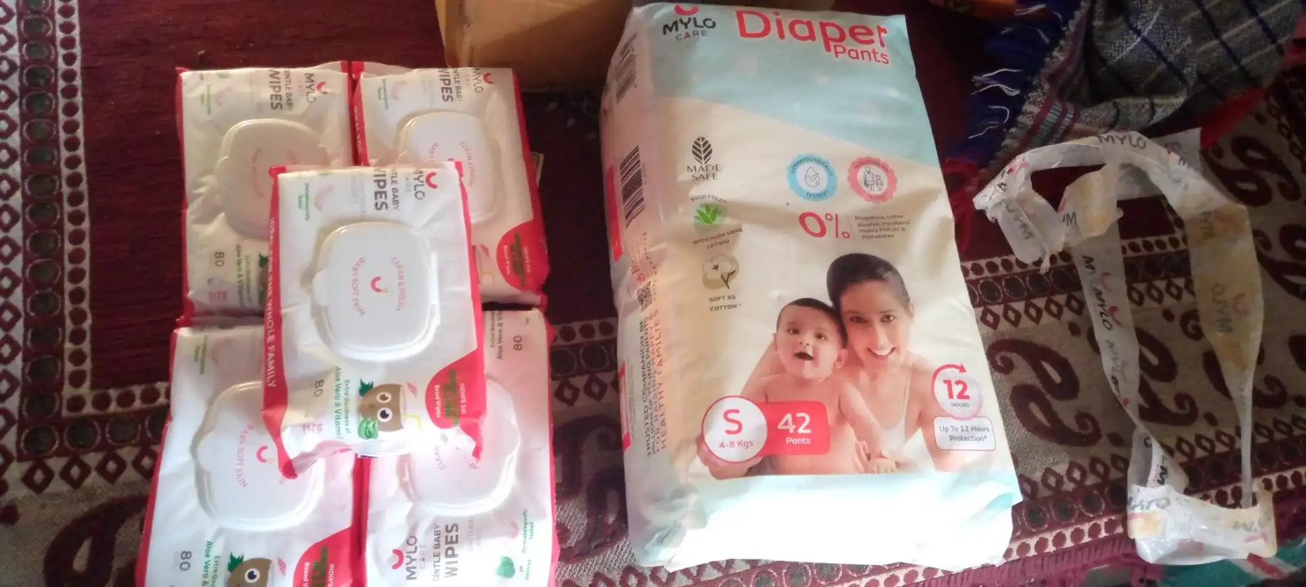 Mylo Baby New Born Diaper Pants | Up to 5Kgs | with Wetness Indicator | 92 Count