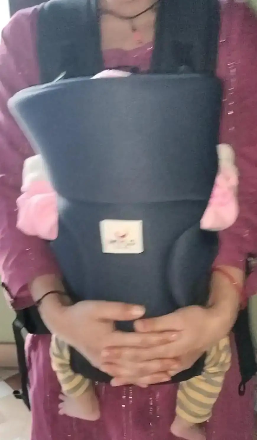 Baby Carrier Bag for 0 to 3 Years with 4 Comfortable Carrying Positions | Lightweight & Travel Friendly | Padded Neck & Shoulder Support - Red & Black