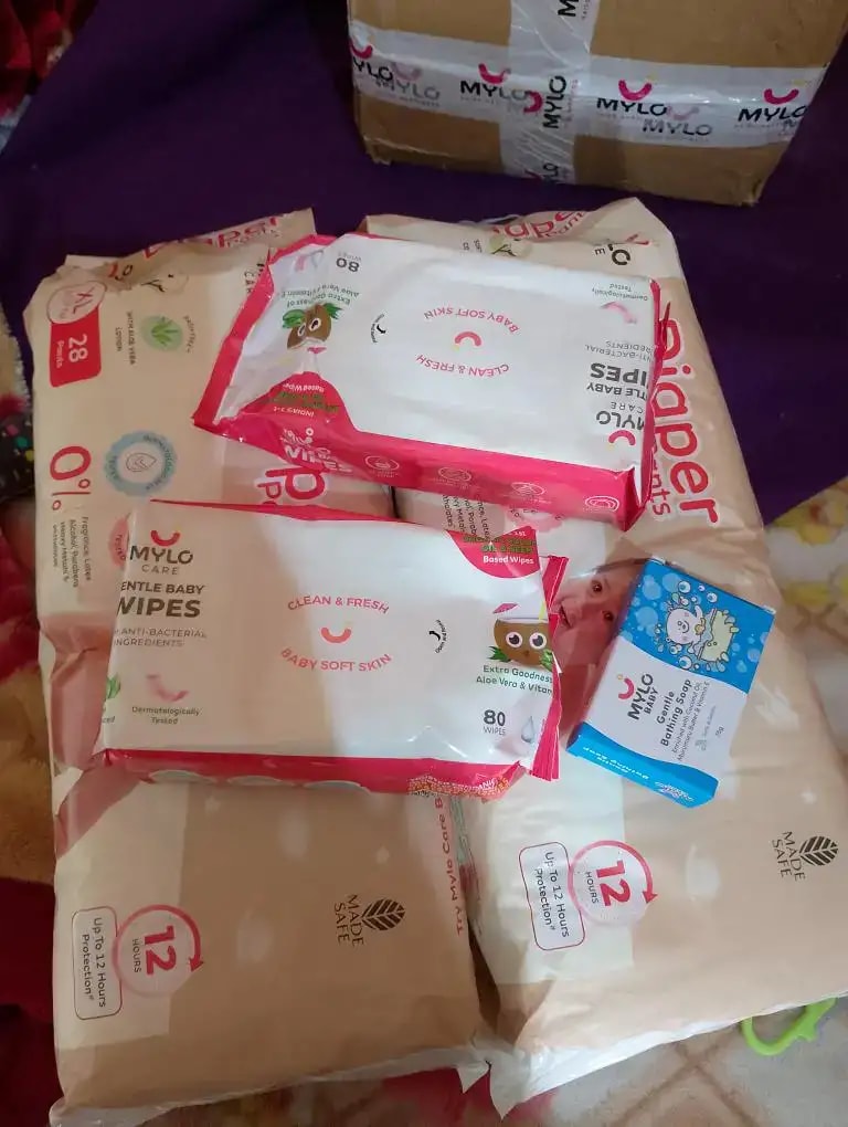 Monthly Diapering Super Saver Combo - Baby Diaper Pants Small (S) - (84 count) + Baby Wipes (Pack of 2)