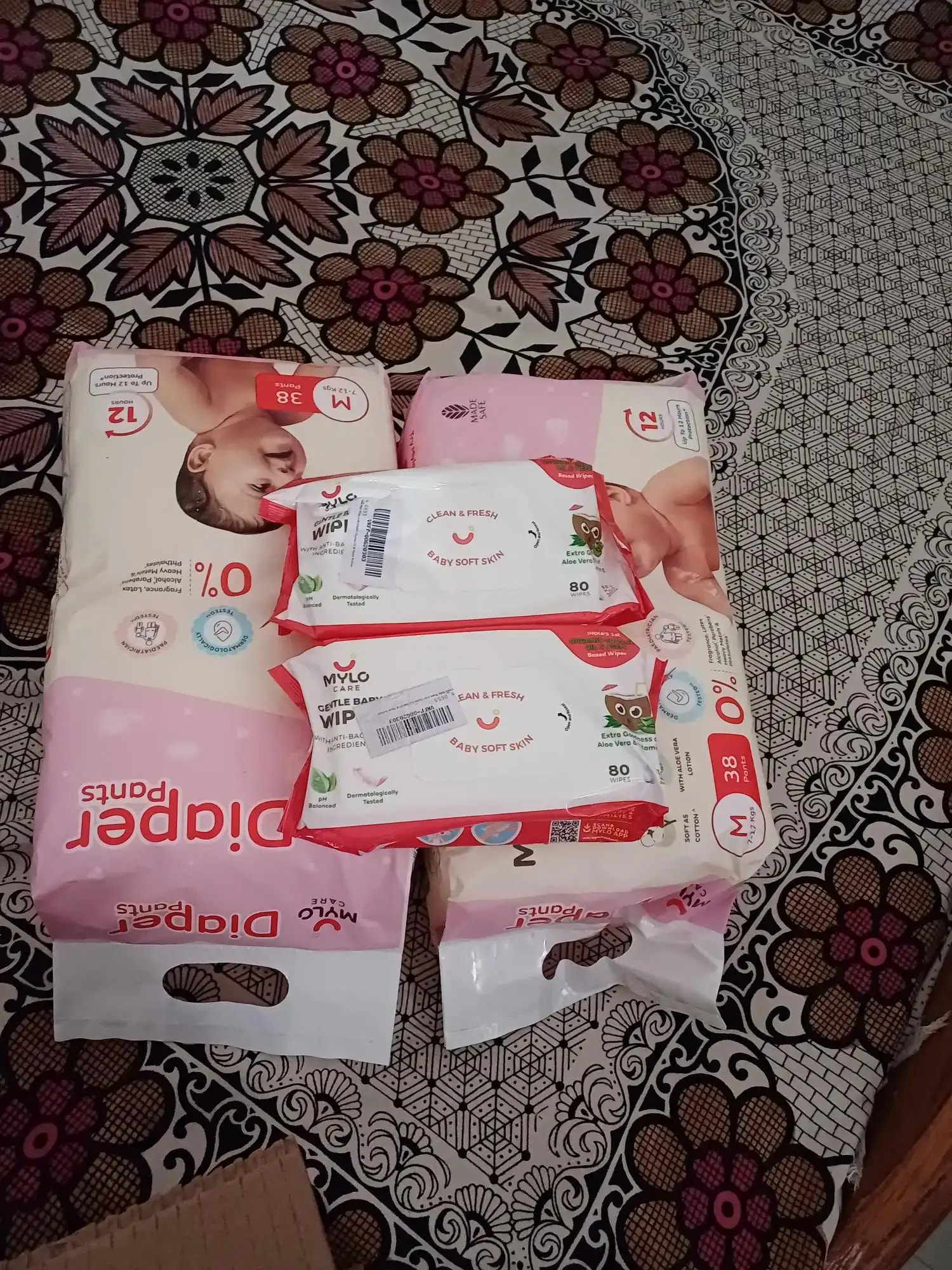 Monthly Diapering Super Saver Combo - Baby Diaper Pants Small (S) - (84 count) + Baby Wipes (Pack of 2)