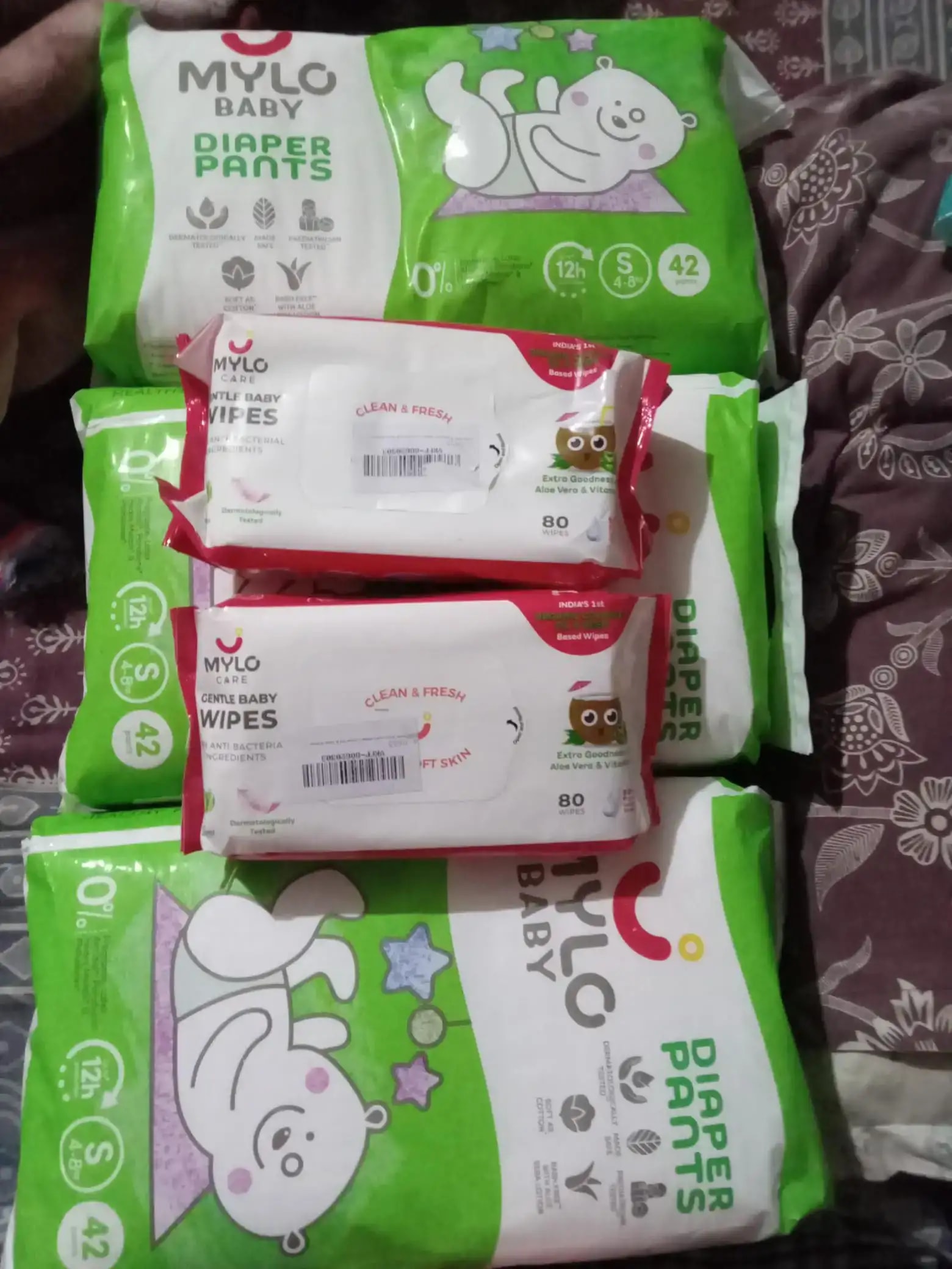 Monthly Diapering Super Saver Combo - Baby Diaper Pants Small (S) - (84 count) + Baby Wipes (Pack of 2)