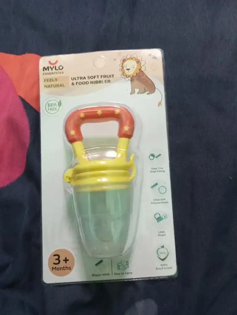 Feels Natural Ultra Soft Fruit & Food Nibbler- Pink | Convenient to Introduce Fruits & Veggies to Baby | Ultra-soft Silicone Mesh for Easy Chewing | Easy One Snap Filling | Helps Relieve Teething Discomfort