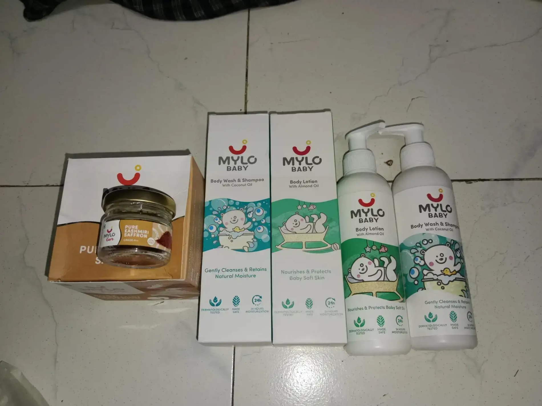 Baby Bath Essentials - Baby Body Wash & Shampoo (200 ml) and Mylo Care Baby Lotion (200 ml) | Tear Free Formulation | 24 Hours Moisturization