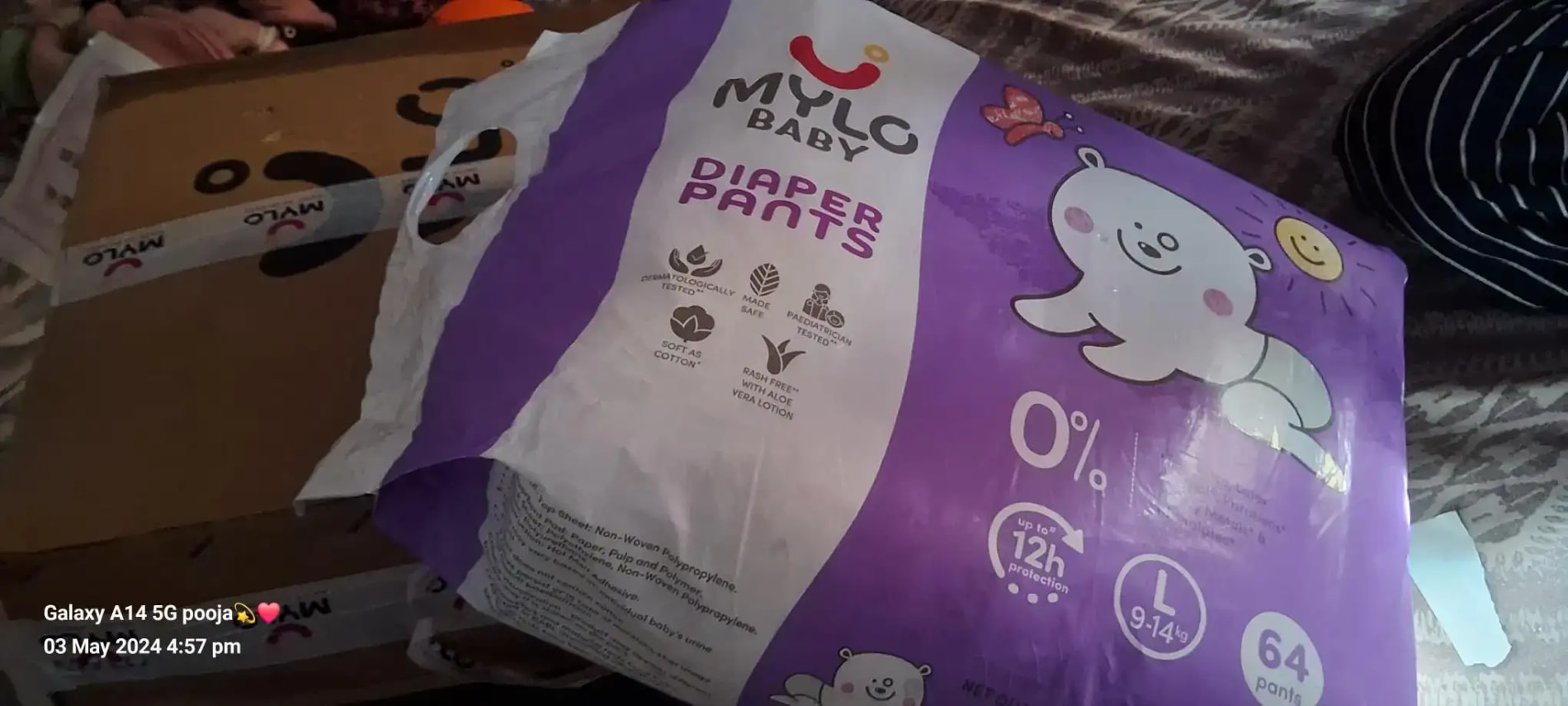 Mylo Baby New Born Diaper Pants | Up to 5Kgs | with Wetness Indicator | 92 Count