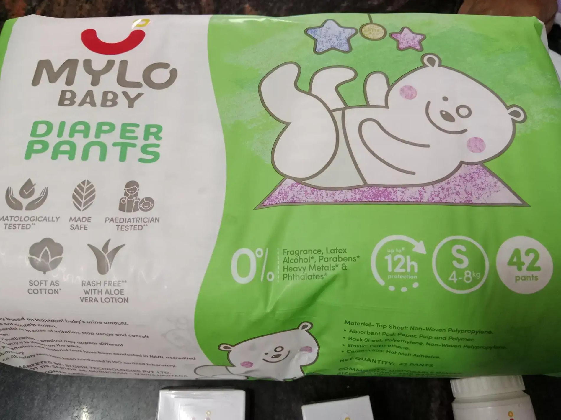 Mylo Baby New Born Diaper Pants | Up to 5Kgs | with Wetness Indicator | 92 Count