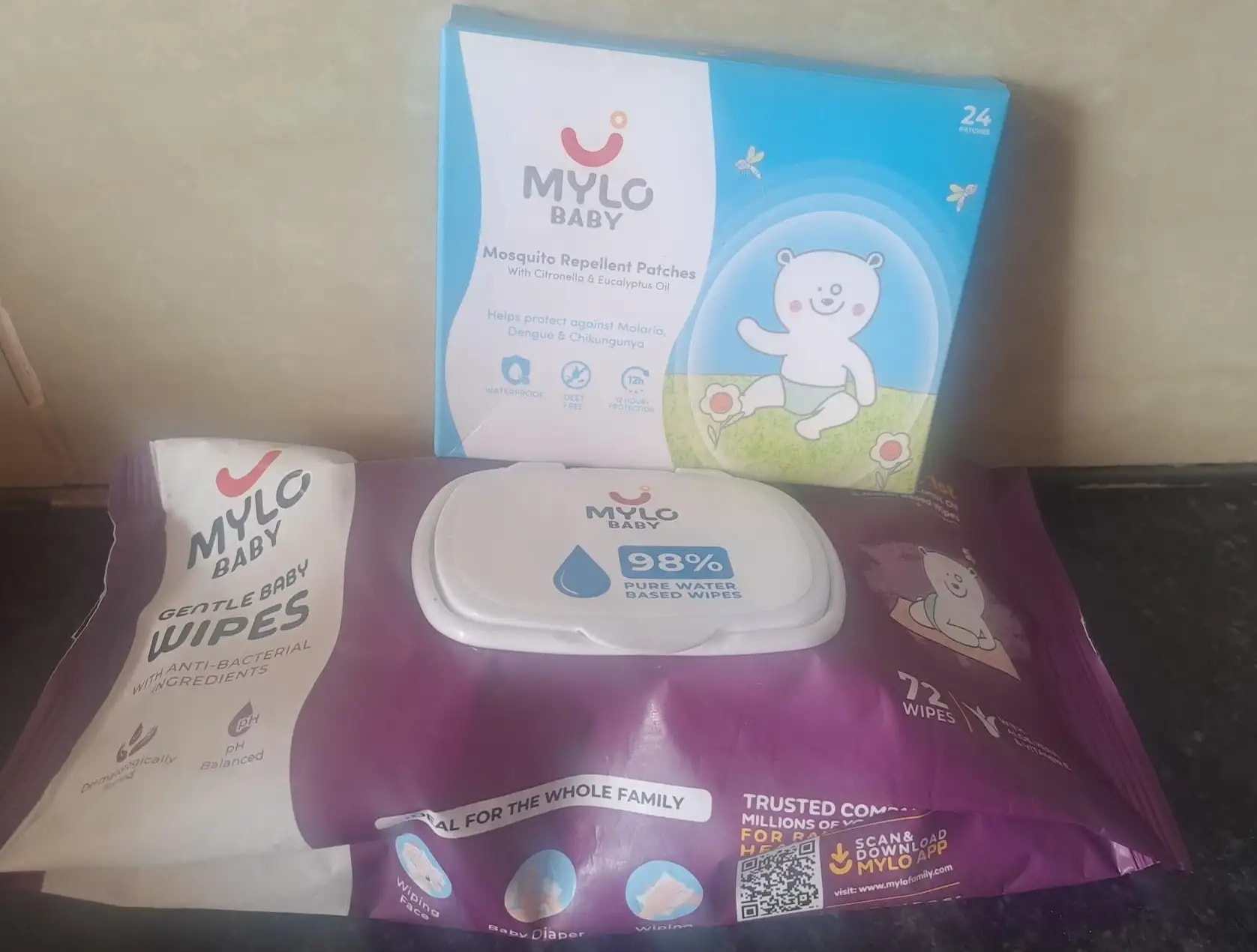 Gentle Baby Wipes With Lid  (Pack of 2)  + Mosquito Patches (Pack of 24)