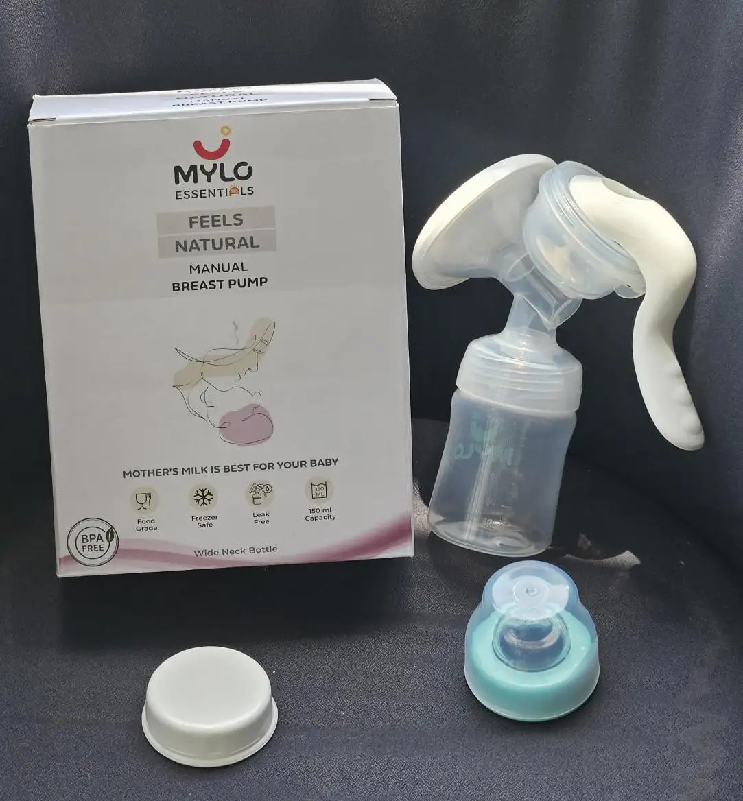 Manual Breast Pump For Feeding Mothers | Anti Colic & BPA Free | Compact & Lightweight | Easy to hold | Easy to Clean | With Bottle (150 ml)