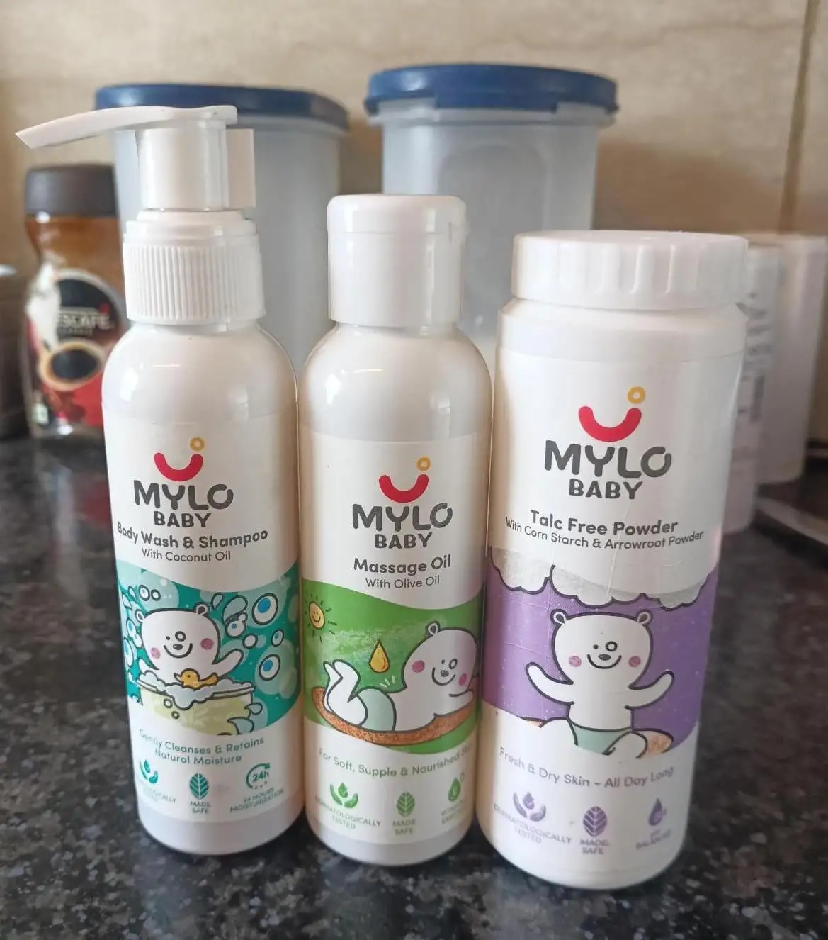 Baby Bath Regime Kit - Massage Oil (200ml), Head to Toe Wash (200ml) & Talc-Free Powder (300gm)