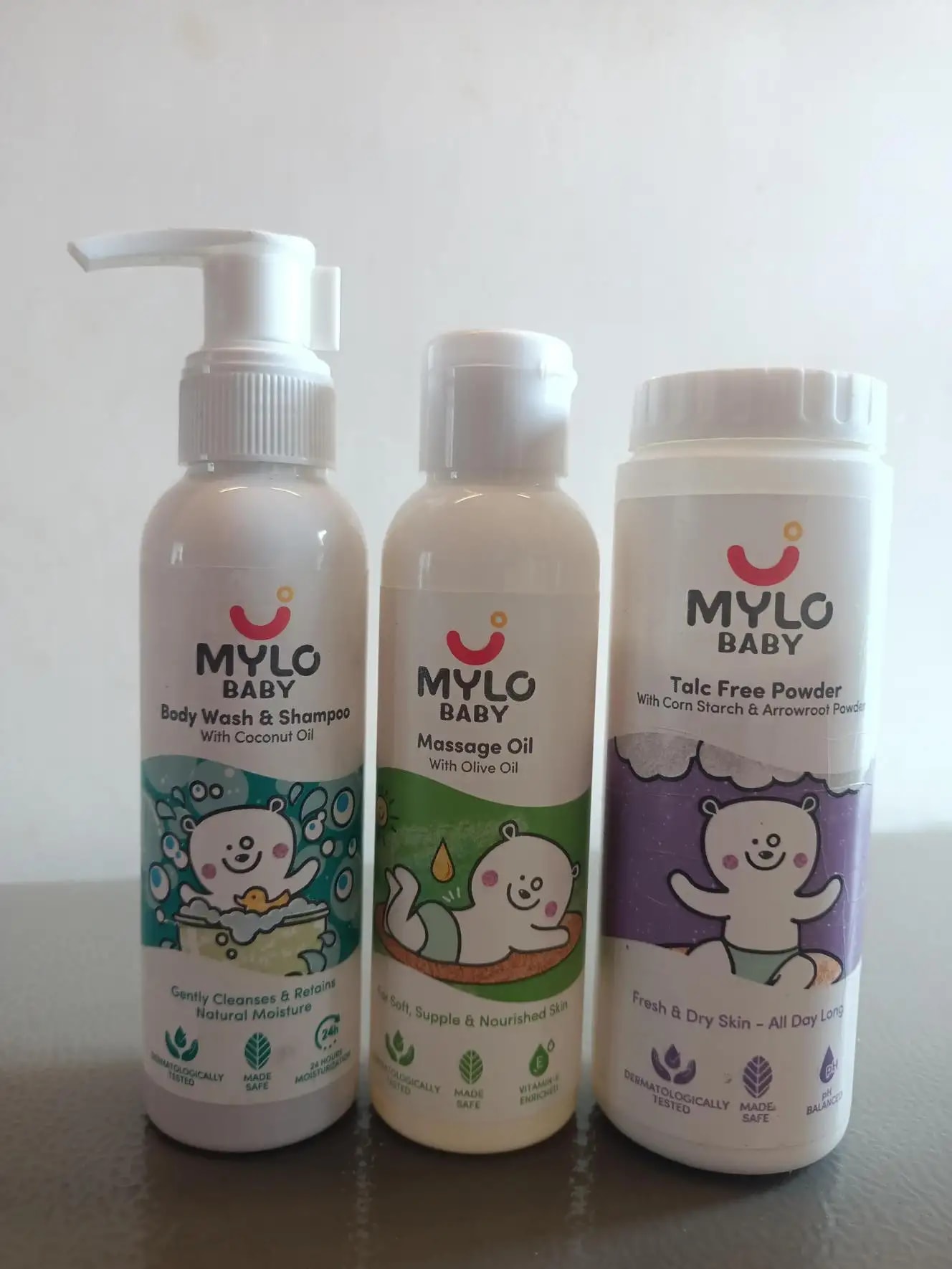 Baby Bath Regime Kit - Massage Oil (200ml), Head to Toe Wash (200ml) & Talc-Free Powder (300gm)