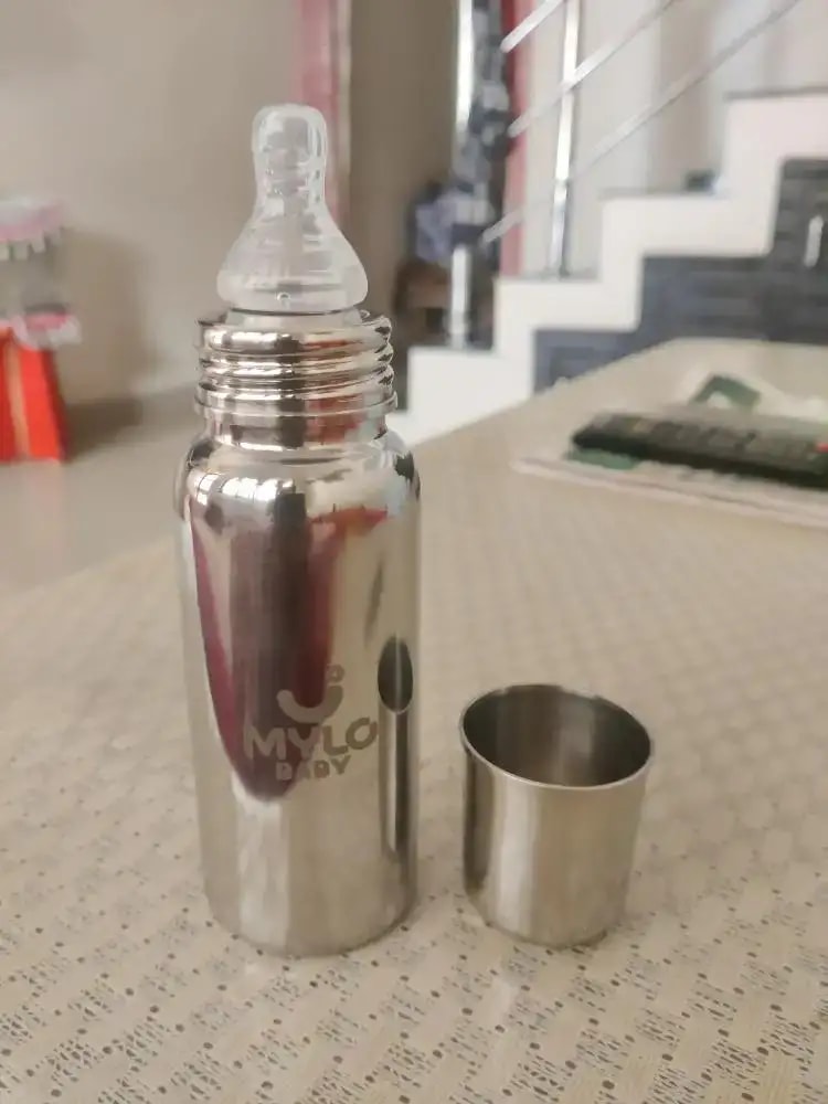 Stainless Steel Feeding Bottle | BPA Free | Anti-Colic | 100% Food Grade | Feels Natural Baby Bottle | Non-toxic Rust Free - 140 ml