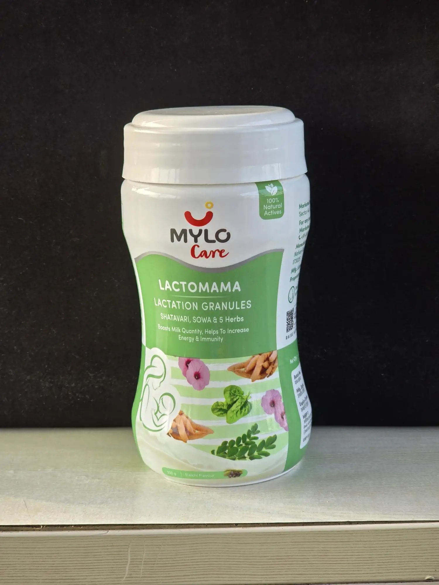 Mylo LactoMama ™ | With Shatavari, Sowa & 5 herbs | Natural Supplement for Boosting Breast Milk | 100% Natural Ingredients | 300g | Pack of 2 | Elaichi
