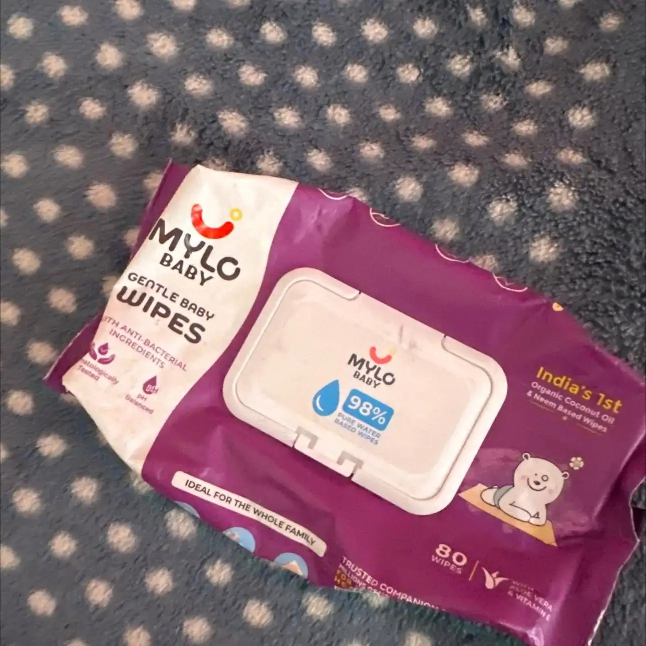 Gentle Baby Wipes With Lid - Organic Coconut Oil, Neem, Aloe Vera and Vitamin E | 98% Pure Water | Dermatologically Tested (Pack of 6) - 72 Wipes Per Pack