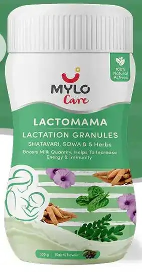 Mylo LactoMama ™ | With Shatavari, Sowa & 5 herbs | Natural Supplement for Boosting Breast Milk | 100% Natural Ingredients | 300g | Pack of 2 | Elaichi