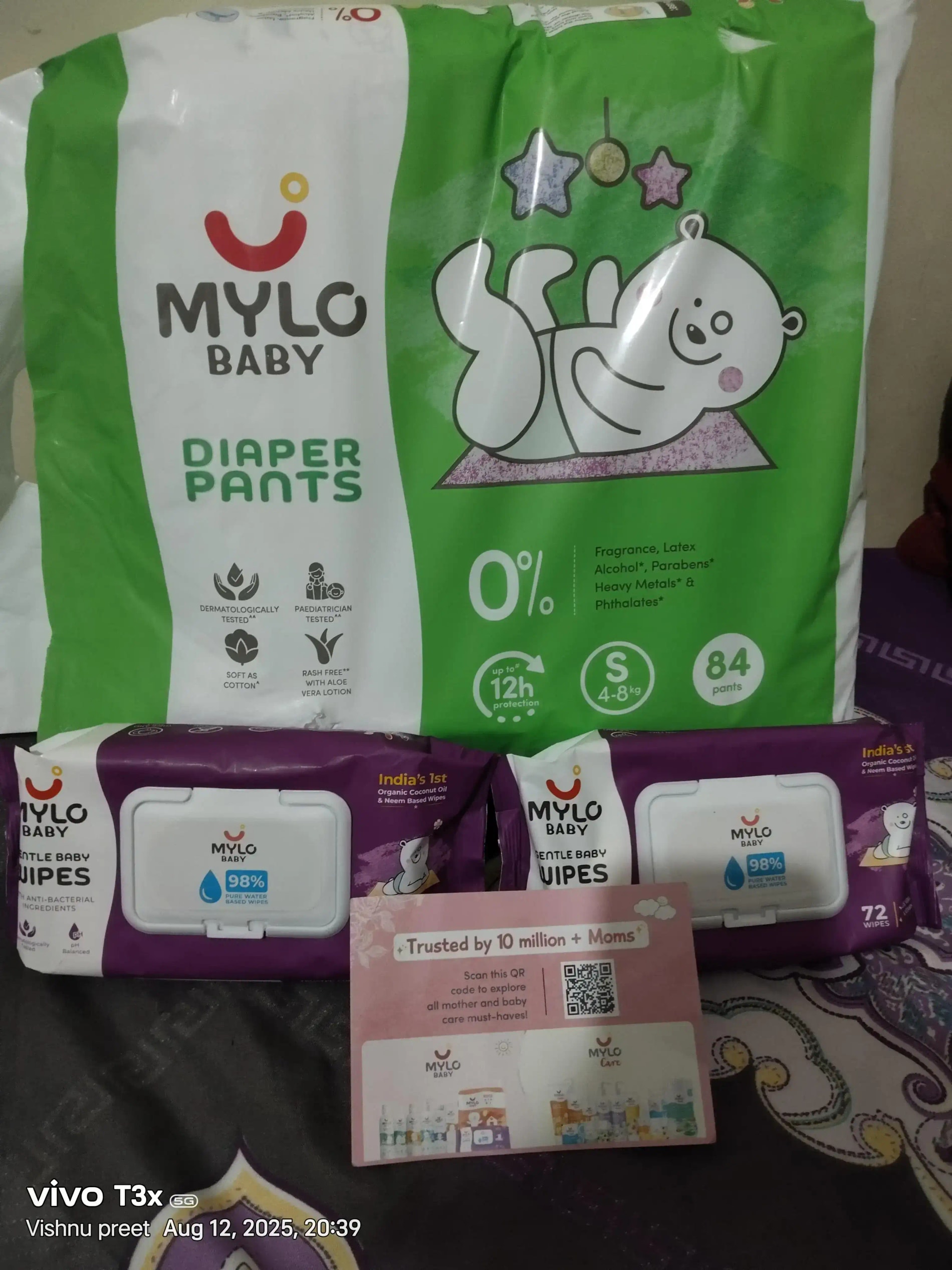 Monthly Diapering Super Saver Combo - Baby Diaper Pants Small (S) - (84 count) + Baby Wipes (Pack of 2)