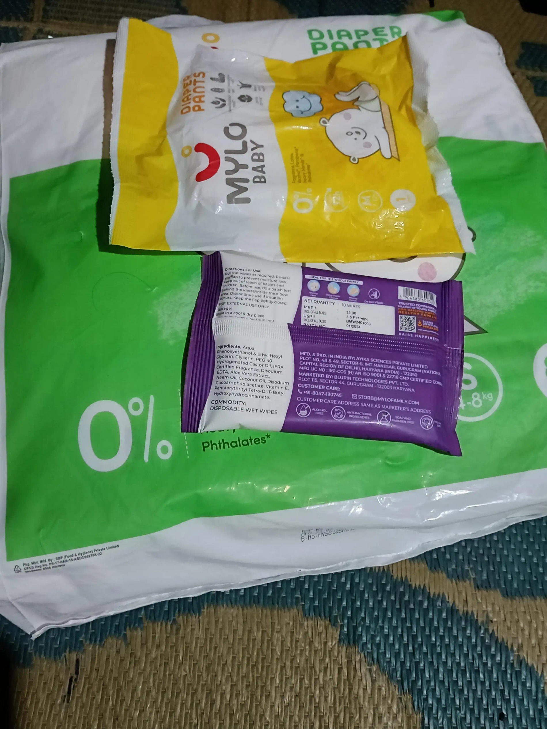 Mylo Baby New Born Diaper Pants | Up to 5Kgs | with Wetness Indicator | 92 Count