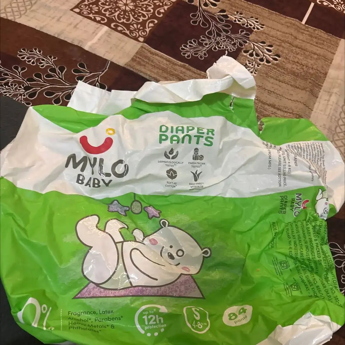 Mylo Baby New Born Diaper Pants | Up to 5Kgs | with Wetness Indicator | 92 Count