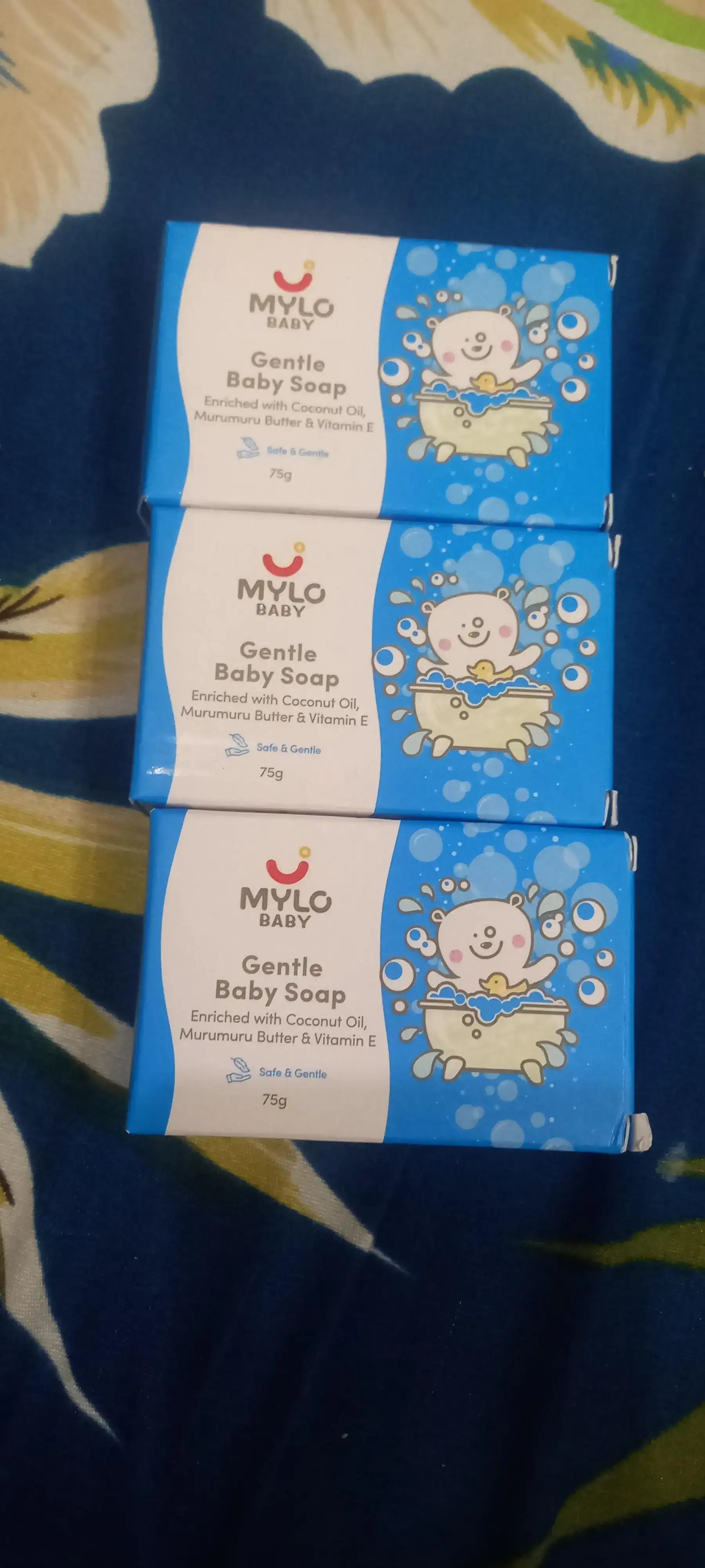 Mylo Baby Soap 75g - For 0-3 years with Vitamin E, Murumuru Butter, Jojoba Oil & Coconut Oil  - Pack of 3