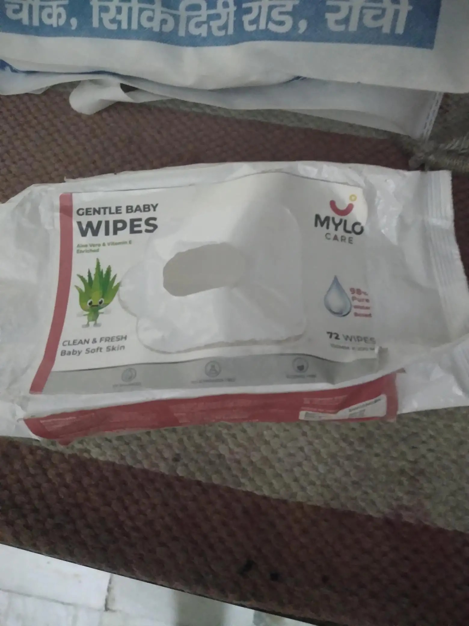 Gentle Baby Wipes With Lid - Organic Coconut Oil, Neem, Aloe Vera and Vitamin E | 98% Pure Water | Dermatologically Tested (Pack of 6) - 72 Wipes Per Pack