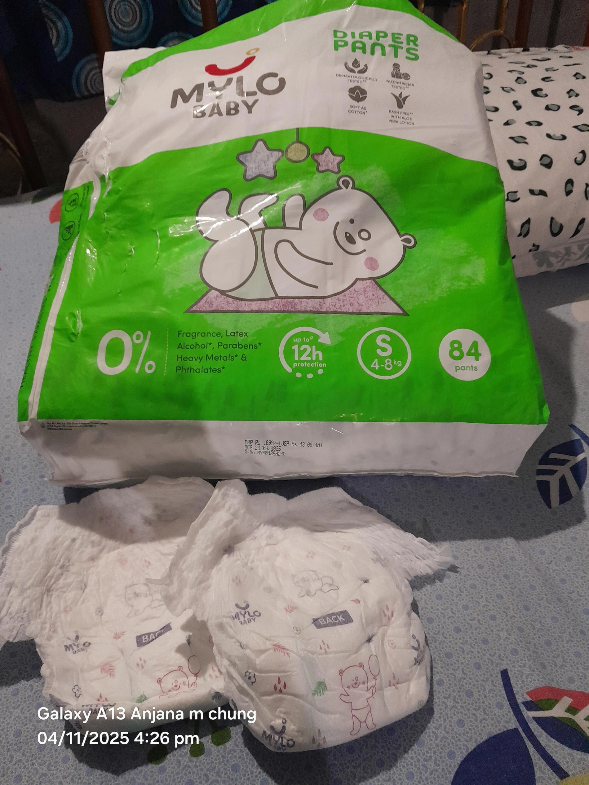 Monthly Diapering Super Saver Combo - Baby Diaper Pants Small (S) - (84 count) + Baby Wipes (Pack of 2)