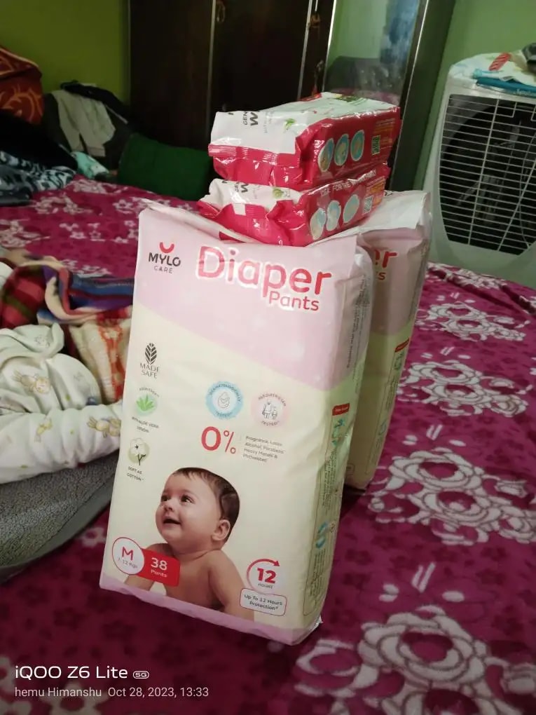 Monthly Diapering Super Saver Combo - Baby Diaper Pants Small (S) - (84 count) + Baby Wipes (Pack of 2)