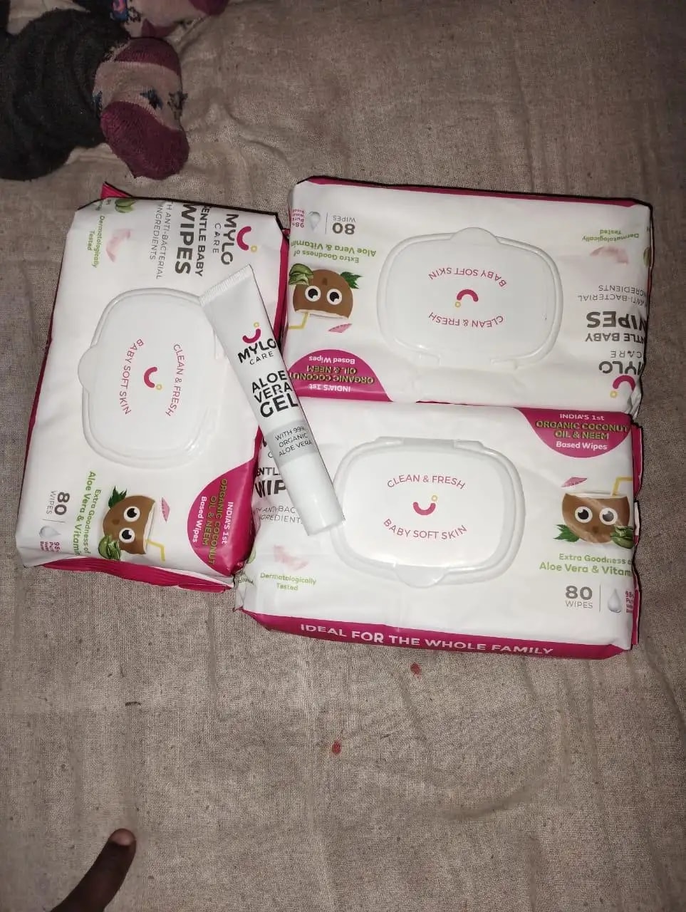 Gentle Baby Wipes With Lid - Organic Coconut Oil, Neem, Aloe Vera and Vitamin E | 98% Pure Water | Dermatologically Tested (Pack of 6) - 72 Wipes Per Pack
