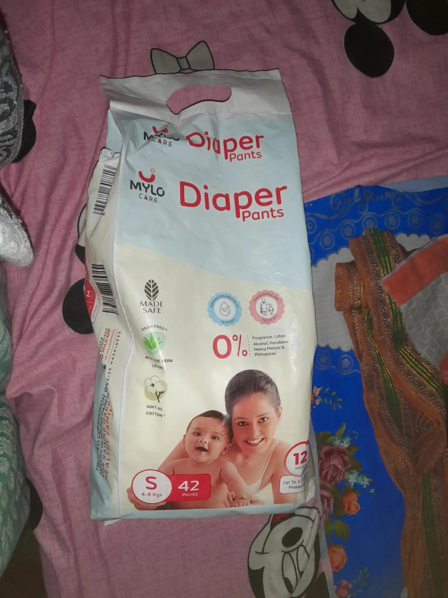 Mylo Baby New Born Diaper Pants | Up to 5Kgs | with Wetness Indicator | 92 Count
