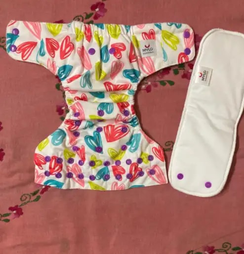 Adjustable Washable & Reusable Cloth Diaper With Absorbent Insert Pad (3M-3Y) | Oeko-Tex Certified - Rainbow, Floral Spring & Heart Doodles