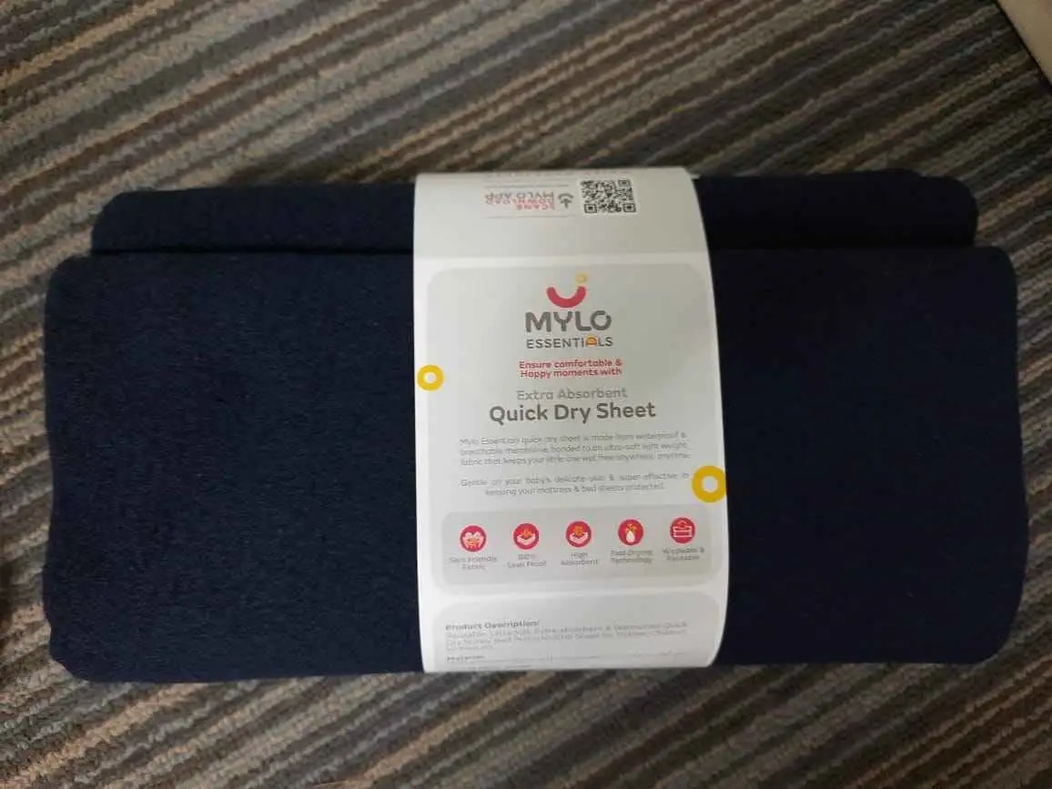 Waterproof Extra Absorbent Baby Dry Sheet & Bed Protector | Guards Against Spills, Stains & Nappy Leaks | Foldable & Portable - Navy Blue - M