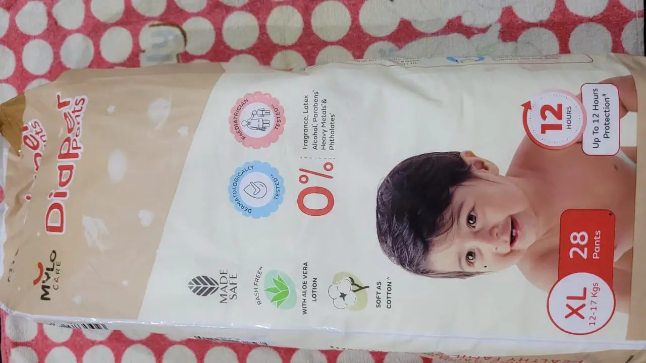 Mylo Baby New Born Diaper Pants | Up to 5Kgs | with Wetness Indicator | 92 Count