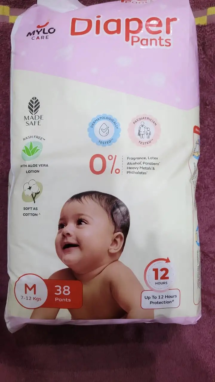 Mylo Baby New Born Diaper Pants | Up to 5Kgs | with Wetness Indicator | 92 Count