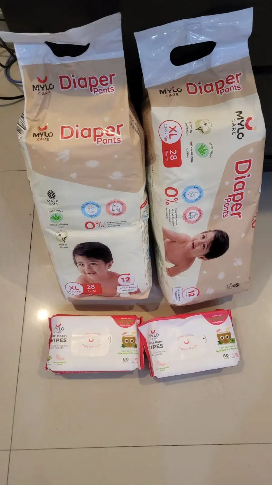 Monthly Diapering Super Saver Combo - Baby Diaper Pants Small (S) - (84 count) + Baby Wipes (Pack of 2)