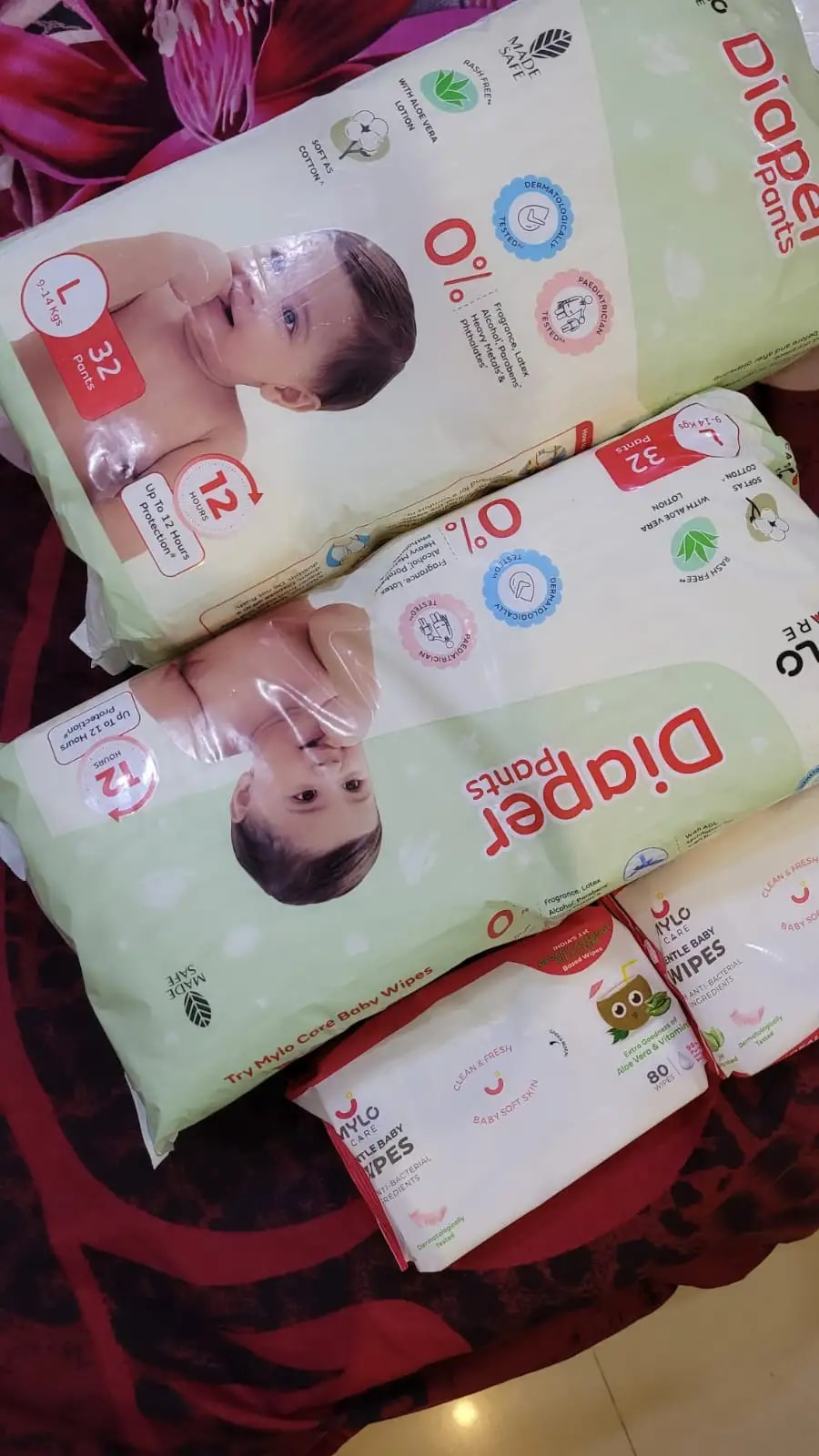 Monthly Diapering Super Saver Combo - Baby Diaper Pants Small (S) - (84 count) + Baby Wipes (Pack of 2)