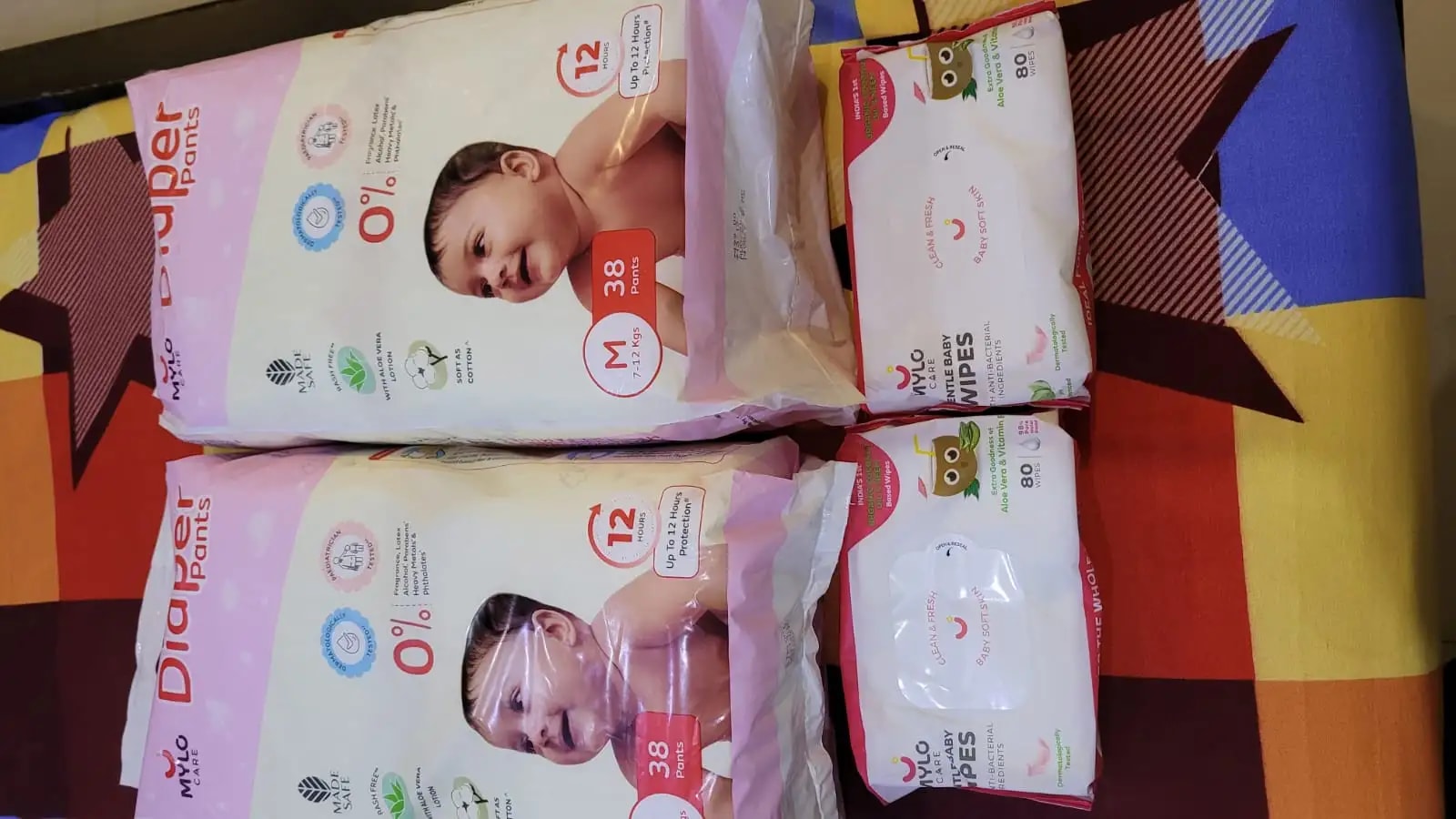 Monthly Diapering Super Saver Combo - Baby Diaper Pants Small (S) - (84 count) + Baby Wipes (Pack of 2)