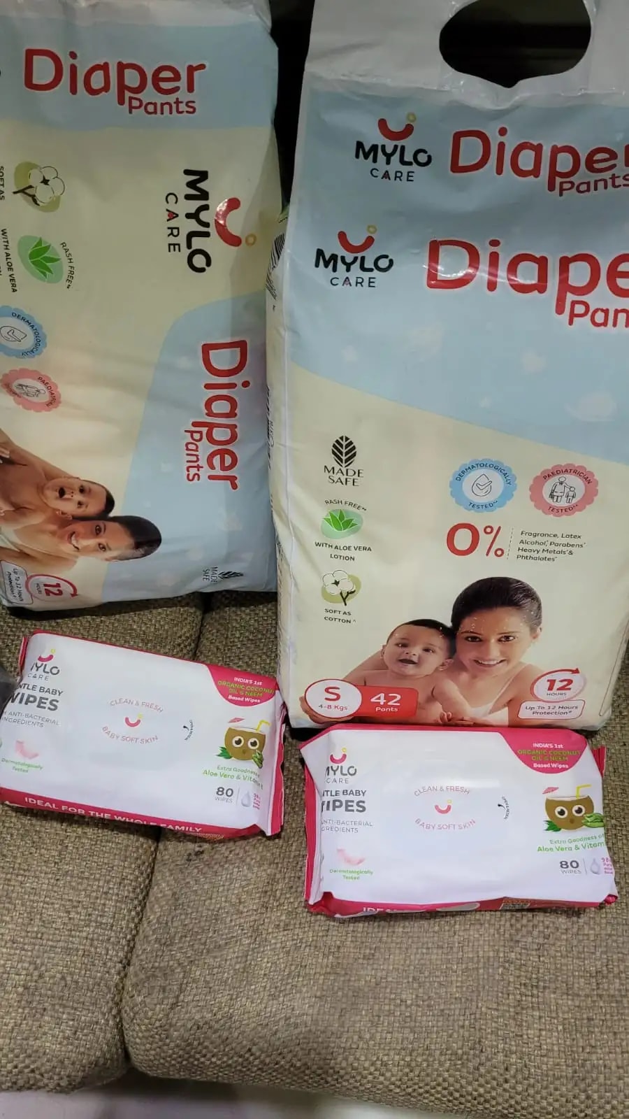 Monthly Diapering Super Saver Combo - Baby Diaper Pants Small (S) - (84 count) + Baby Wipes (Pack of 2)
