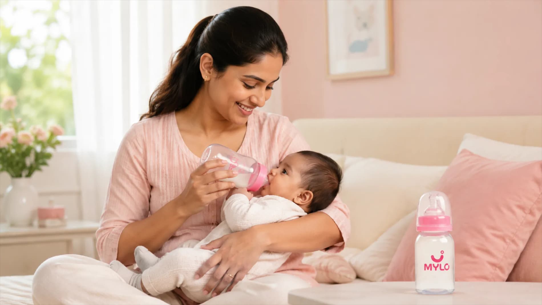 2-in-1 Baby Feeding Bottle (Pink) - 125 ml