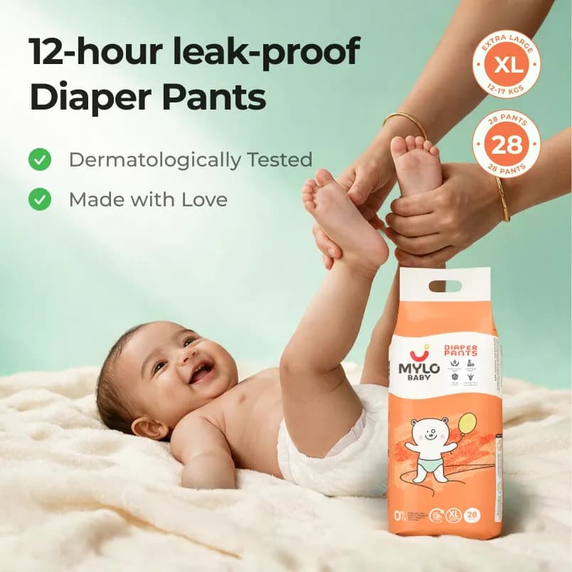 Mylo Baby Diaper Pants Extra Large (XL) Size 12-17 kgs (28 count) - Pack of 1