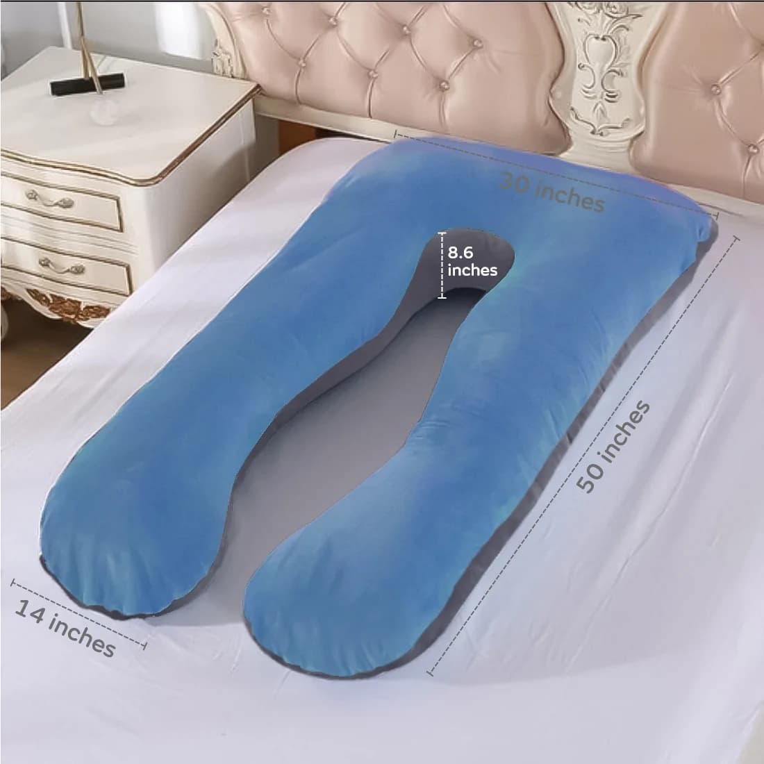 Premium Pregnancy & Maternity Support Pillow (Dual Tone - Blue & Dark Grey)