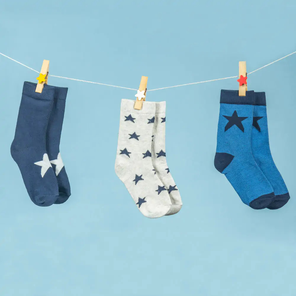 Baby Socks 12-24 Months | Elasticated & Antibacterial | Breathable, Shrinkable, Sweat & Wear Resistant | Unisex Starry Nights | Pack of 3