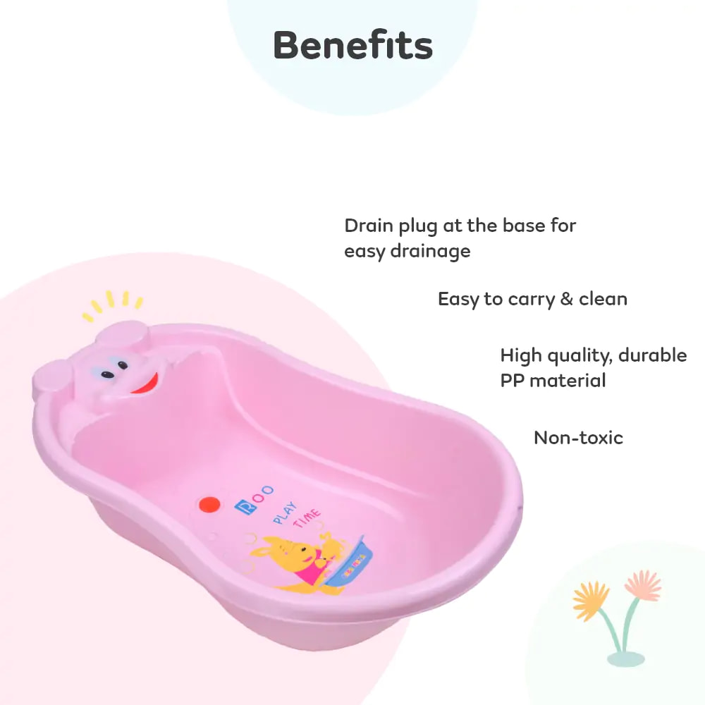 Mylo Essential Classic Bear Bathtub | Toddler 6 Months to 3 Years | BPA Free| Anti Slip | Pink