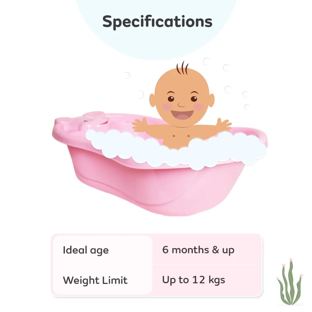 Mylo Essential Classic Bear Bathtub | Toddler 6 Months to 3 Years | BPA Free| Anti Slip | Pink