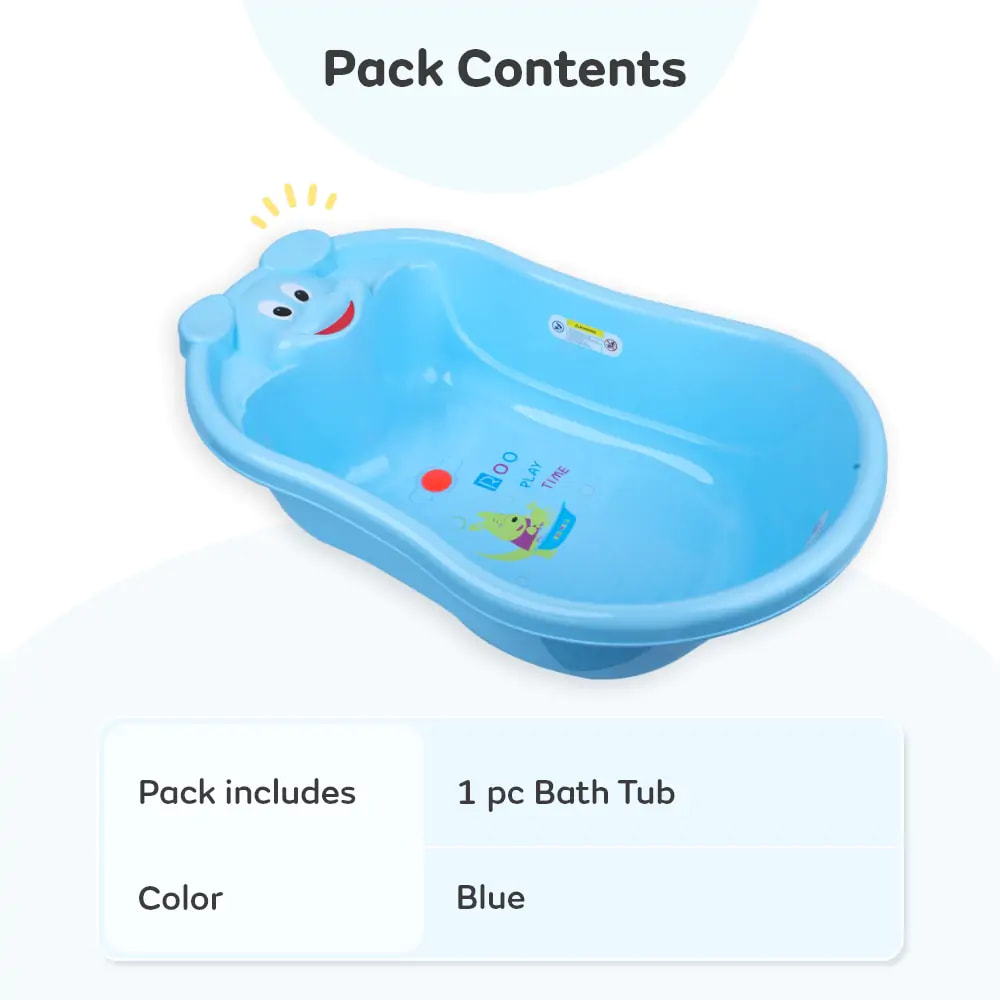 Mylo Essential Classic Bear Bathtub | Toddler 6 Months to 3 Years | BPA Free| Anti Slip | Blue