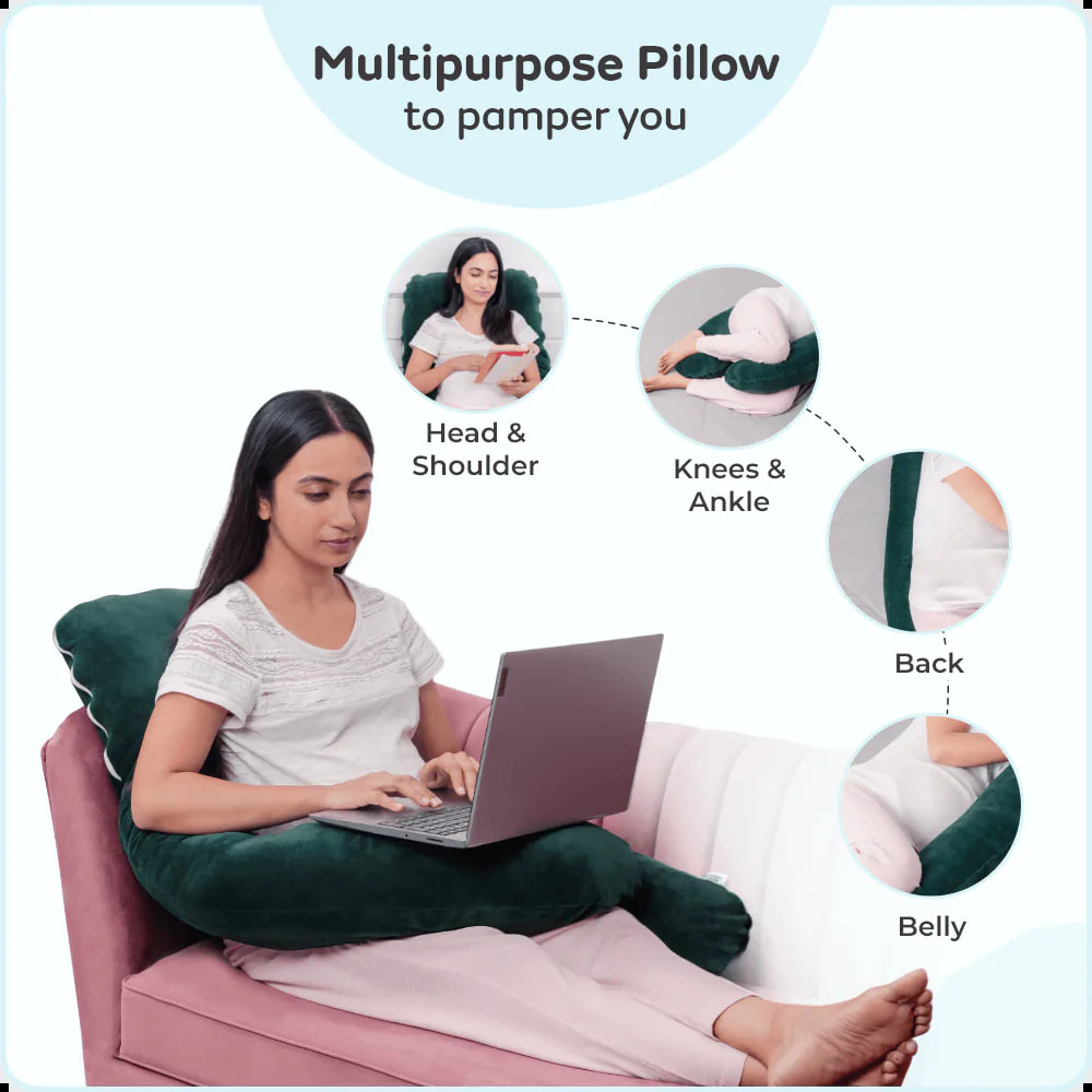 Premium Pregnancy & Maternity Support Pillow - Dark Green