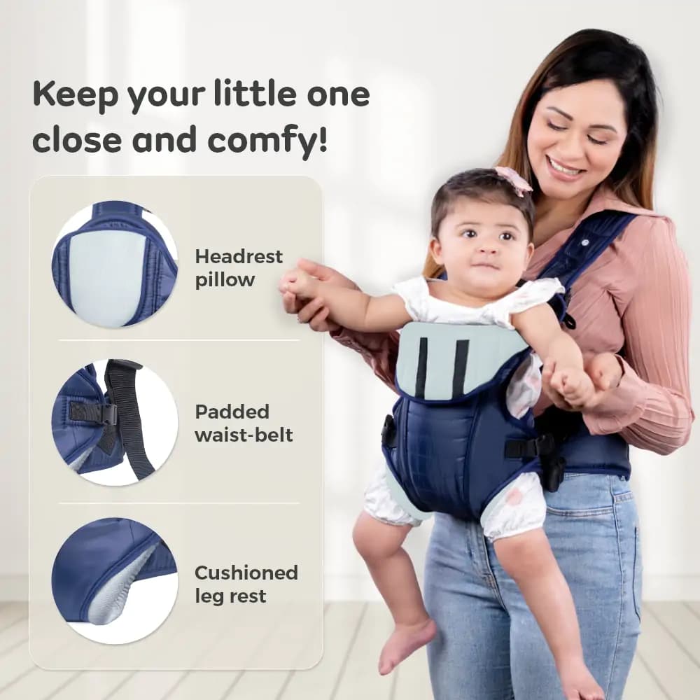 Premium 3 in 1 Comfortable & Adjustable Baby Carrier (6 - 15 Months)- Royal Blue and Grey